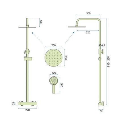 REA-P6602 - Dušas komplekts ar termostatisko jaucējkrānu VINCENT birstēta zelta apdare