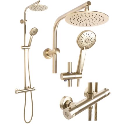 REA-P8413 - Dušas komplekts ar termostatisku jaucējkrānu BLISS, matēta zelta apdare