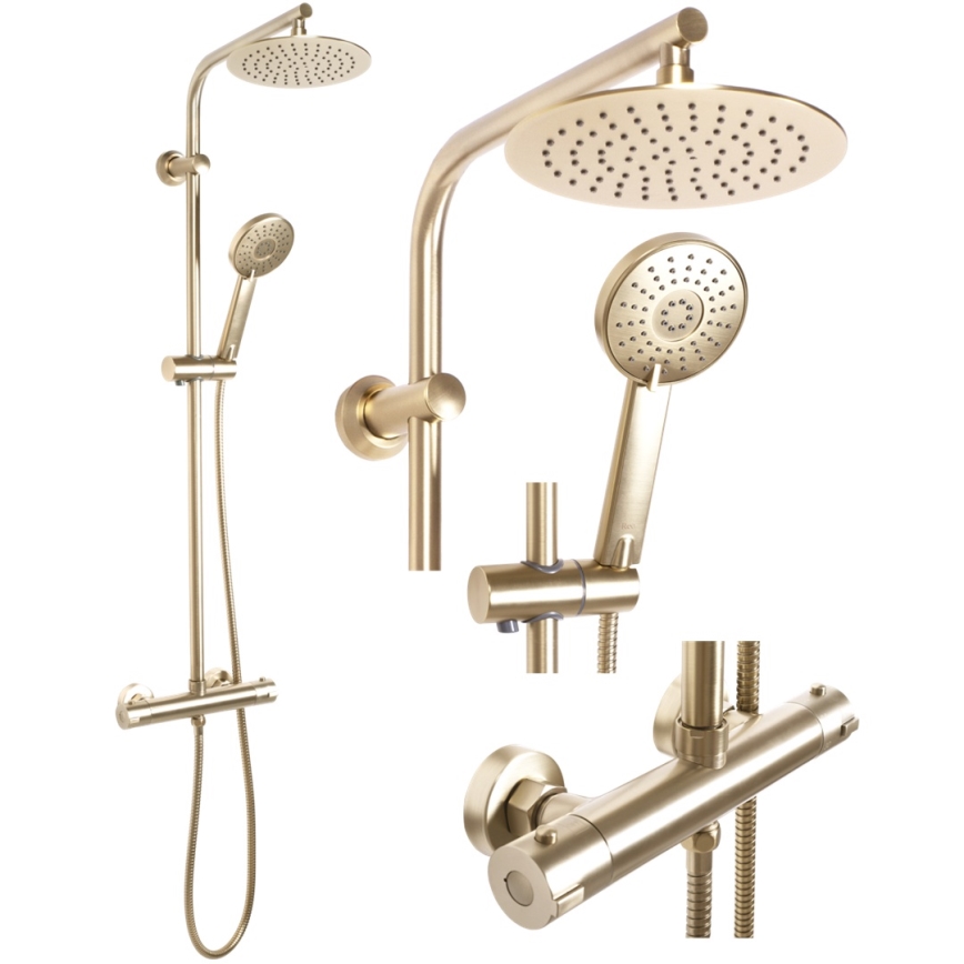 REA-P8413 - Dušas komplekts ar termostatisku jaucējkrānu BLISS, matēta zelta apdare