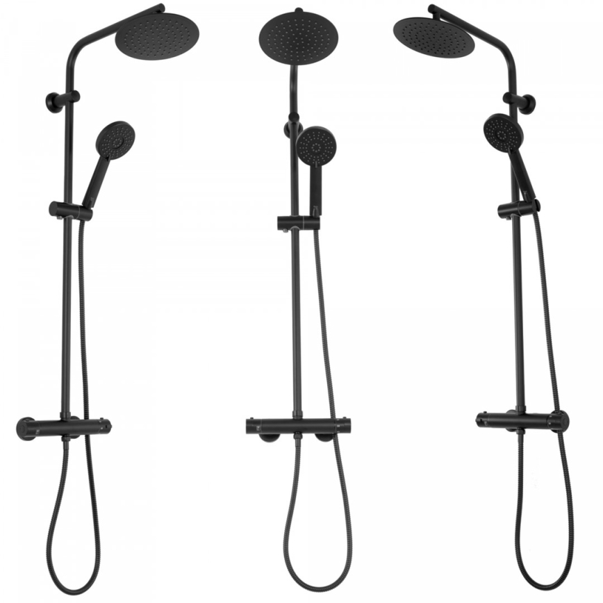 REA-P8804 - Dušas komplekts ar termostatisku jaucējkrānu BLISS, matēts melns