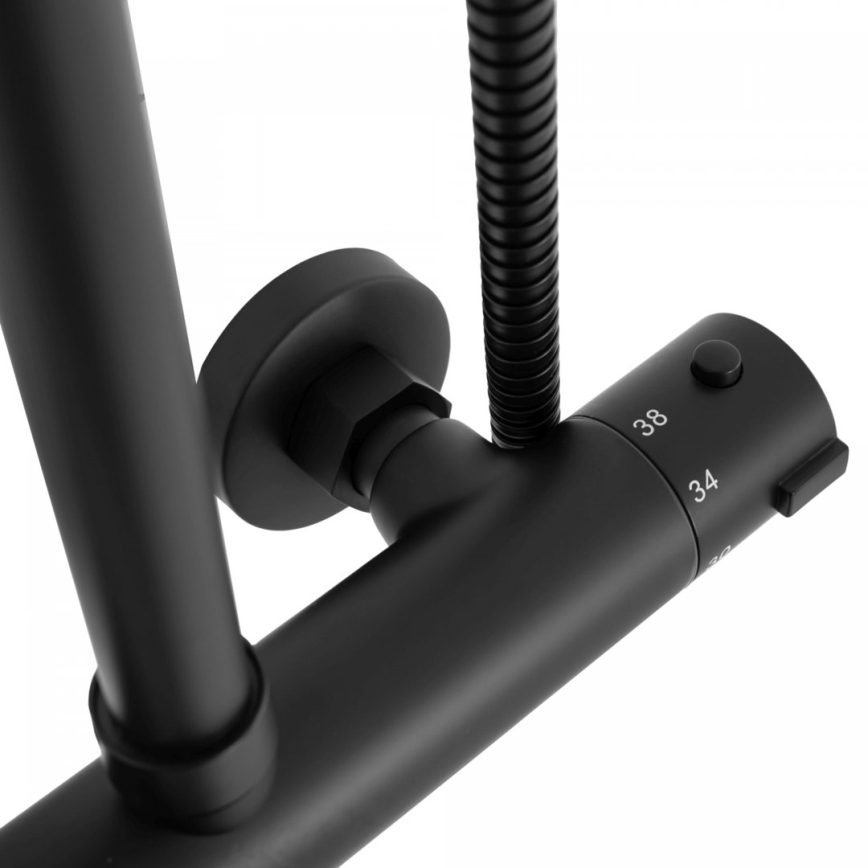 REA-P8804 - Dušas komplekts ar termostatisku jaucējkrānu BLISS, matēts melns