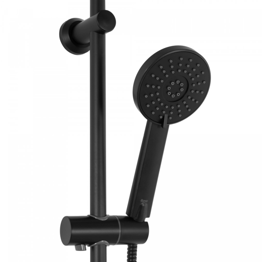 REA-P8804 - Dušas komplekts ar termostatisku jaucējkrānu BLISS, matēts melns