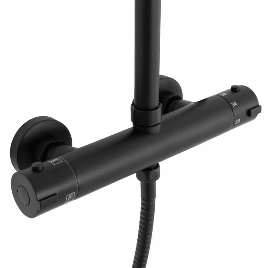 REA-P8804 - Dušas komplekts ar termostatisku jaucējkrānu BLISS, matēts melns