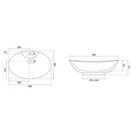 REA-U0160 - Uz virsmas uzstādāma izlietne ROSA 38,5x58,5 cm keramika/spīdīgi balta