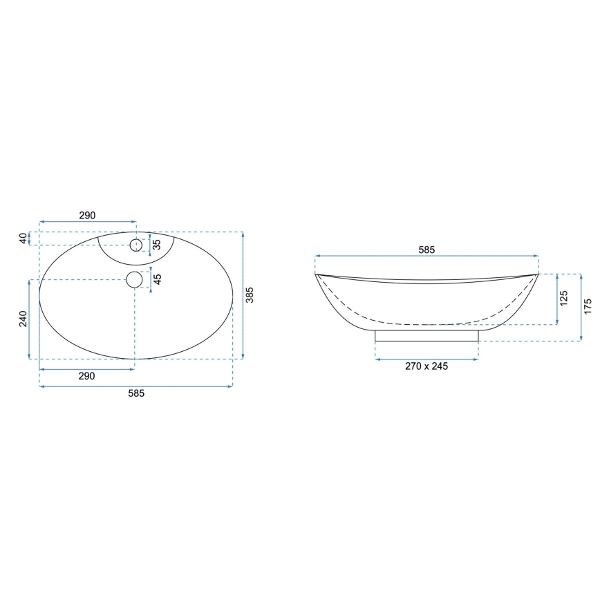 REA-U0160 - Uz virsmas uzstādāma izlietne ROSA 38,5x58,5 cm keramika/spīdīgi balta