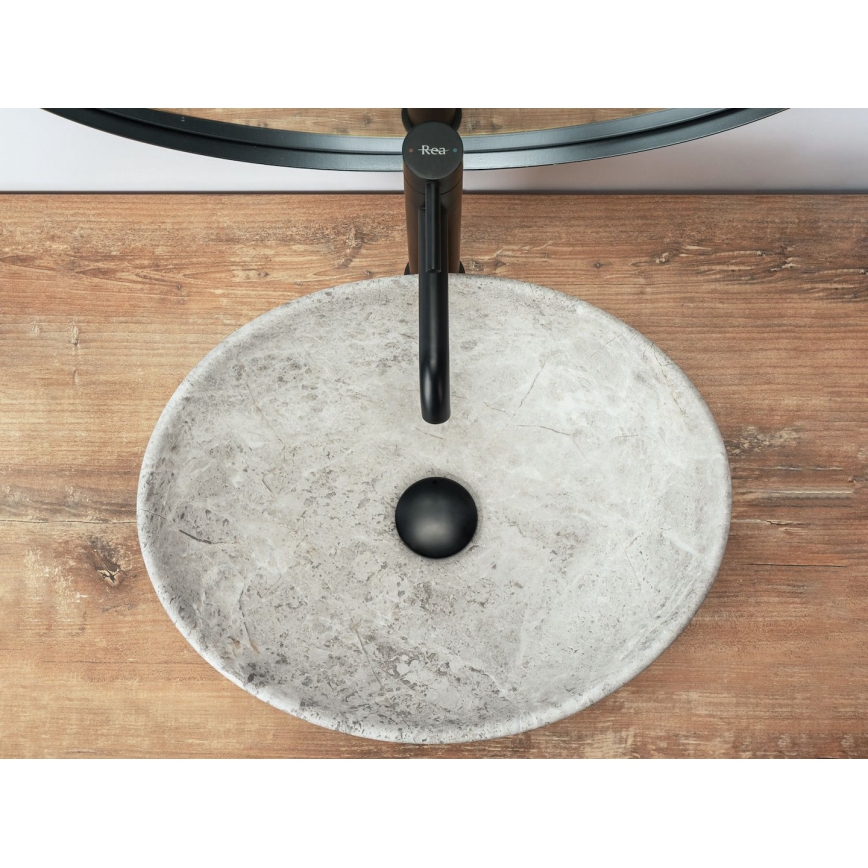 REA-U0165 - Uz virsmas uzstādāma izlietne SOFIA 34,5x41 cm keramika/gaišs akmens
