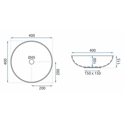REA-U0267 - ARTE uz virsmas uzstādāma izlietne, Ø 40 cm, keramika ar ornamentālu rakstu
