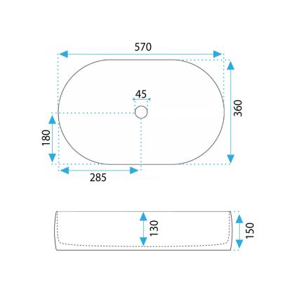 REA-U0600 - Virsmas uzstādāma izlietne ALMA 36x57 cm keramika/spīdīga balta