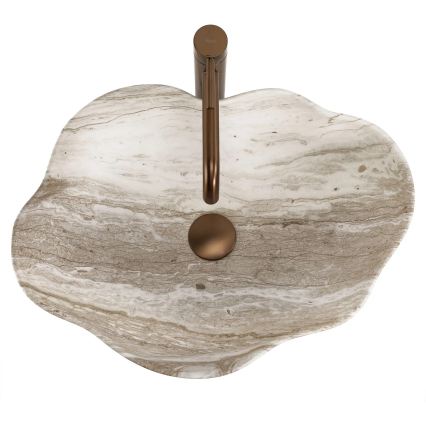 REA-U0618 - Uz virsmas montējamā izlietne PEARL 38x50,5 cm keramika/bēša/akmens imitācija
