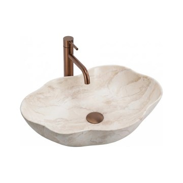 REA-U0619 - Virsmā uzstājamā izlietne PEARL 38x50,5 cm keramika/bēša