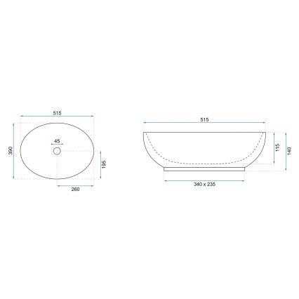 REA-U0627 - Virsmas izlietne CAROLA 39x51,5 cm keramika/bēša/brūna