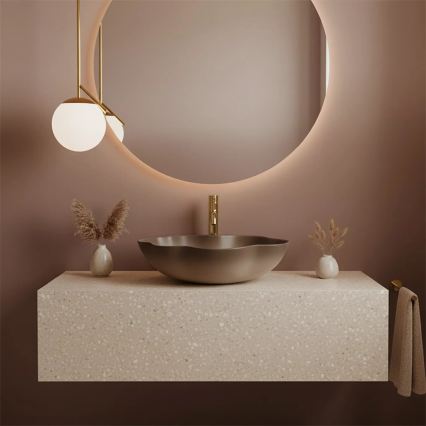 REA-U0629 - Virsmas izlietne PEARL 38x50,5 cm keramika/brūna