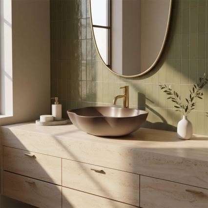 REA-U0629 - Virsmas izlietne PEARL 38x50,5 cm keramika/brūna