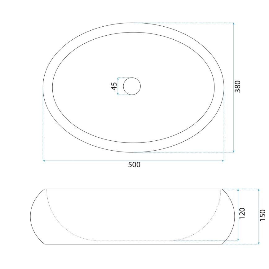 REA-U0633 - Uz virsmas uzstādāma izlietne MIKA GABRO 38x50 cm pelēka/akmens imitācija