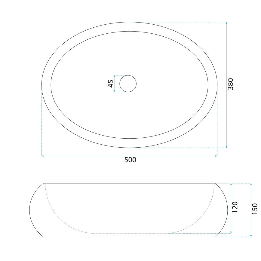REA-U0634 - Virsmas uzstādamā izlietne MIKA GABRO 38x50 cm melna/akmens imitācija