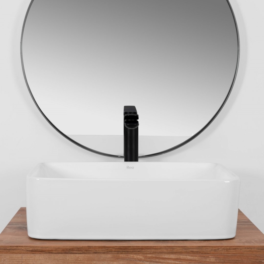 REA-U0669 - Uz virsmas uzstādamā izlietne ANITA 37,5x48,5 cm keramika/spīdīgi balta