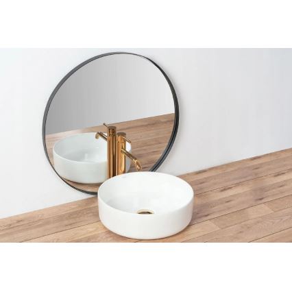 REA-U18918 - Uz virsmas uzstājamā izlietne SAMI Ø 36 cm keramika/spīdīga balta