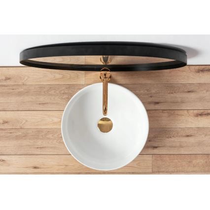 REA-U18918 - Uz virsmas uzstājamā izlietne SAMI Ø 36 cm keramika/spīdīga balta