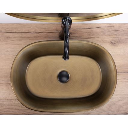 REA-U3305 -  Uz virsmas uzliekama izlietne WILMA RUSTIC 38x55 cm keramika/vara apdare