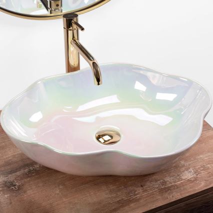 REA-U3309 - PEARL virsmas uzstādāmā izlietne 38x50,5 cm keramika/daudzkrāsaina