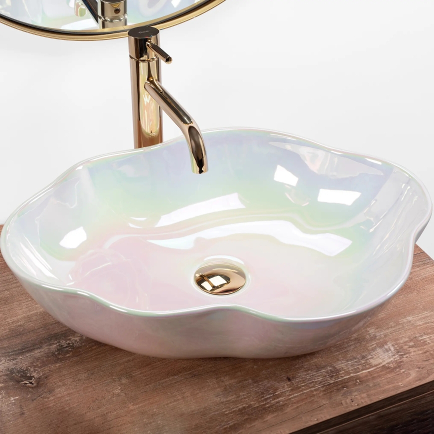 REA-U3309 - PEARL virsmas uzstādāmā izlietne 38x50,5 cm keramika/daudzkrāsaina