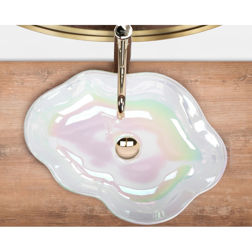 REA-U3309 - PEARL virsmas uzstādāmā izlietne 38x50,5 cm keramika/daudzkrāsaina