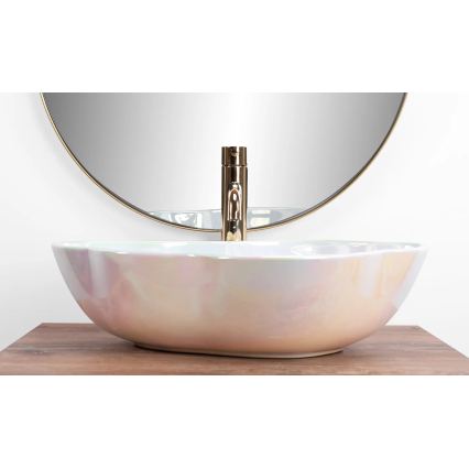 REA-U3309 - PEARL virsmas uzstādāmā izlietne 38x50,5 cm keramika/daudzkrāsaina