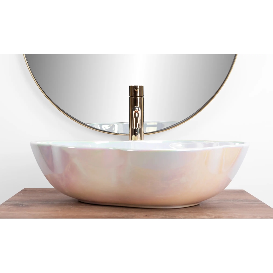 REA-U3309 - PEARL virsmas uzstādāmā izlietne 38x50,5 cm keramika/daudzkrāsaina