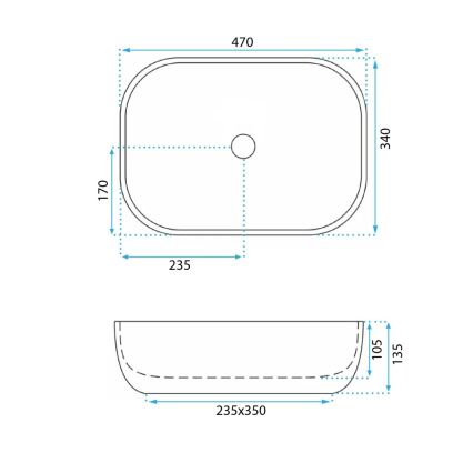 REA-U3323 - Uz virsmas uzstādāma izlietne BELINDA 33,5x46,5 cm keramika/akmens imitācija