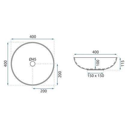 REA-U3608 - Uz letes uzstādāma izlietne JULIANA 40 cm keramiska/balta/zila