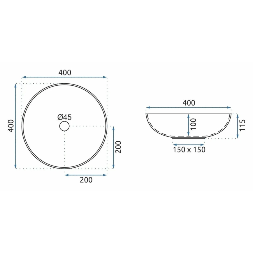 REA-U3608 - Uz letes uzstādāma izlietne JULIANA 40 cm keramiska/balta/zila