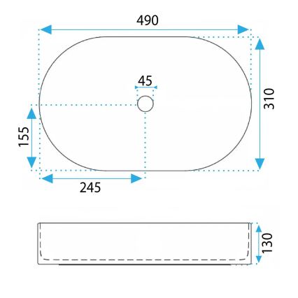 REA-U3612 - VANDA virsmas izlietne 31x49 cm keramika/zaļa
