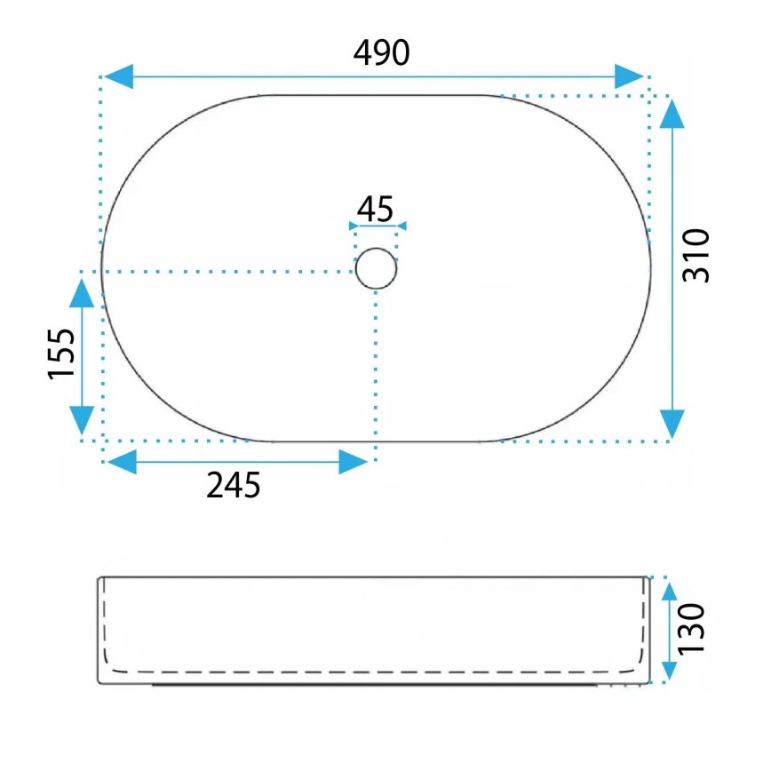 REA-U3612 - VANDA virsmas izlietne 31x49 cm keramika/zaļa