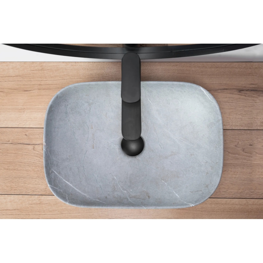 REA-U3801 - Uzliekamā izlietne LIVIA 33,5x46,5 cm keramika/pelēka/akmens imitācija