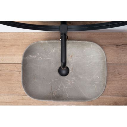 REA-U3802 - Virsmas uzstādāma izlietne LIVIA 33,5x46,5 cm, keramiska, pelēka ar marmora dekoru