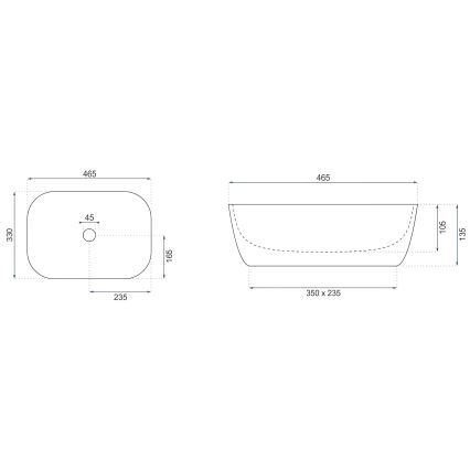 REA-U4000 - Virsmas uzstādāma izlietne BELINDA 33x46,5 cm, keramika/akmens imitācija