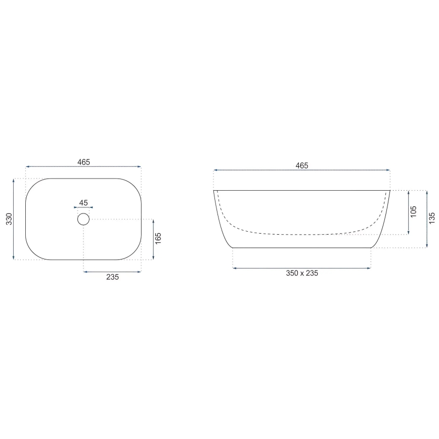 REA-U4000 - Virsmas uzstādāma izlietne BELINDA 33x46,5 cm, keramika/akmens imitācija
