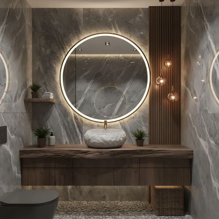 REA-U4332 - Uz virsmas uzstādāma izlietne MIKA 38x50 cm bēša/pelēka/akmens imitācija