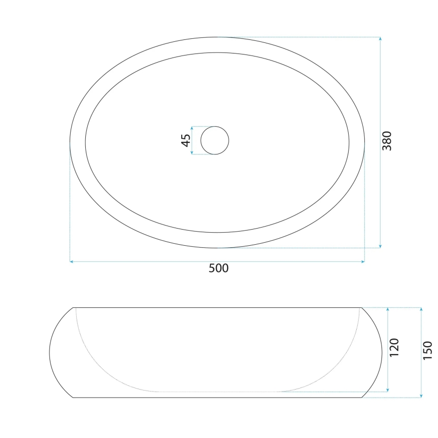 REA-U4332 - Uz virsmas uzstādāma izlietne MIKA 38x50 cm bēša/pelēka/akmens imitācija