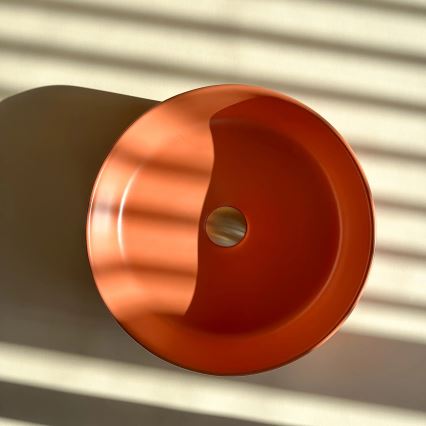REA-U4566 - Virsmas uzliekama izlietne SAMI diametrs 37 cm keramika/matēta oranža