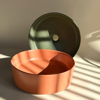 REA-U4566 - Virsmas uzliekama izlietne SAMI diametrs 37 cm keramika/matēta oranža