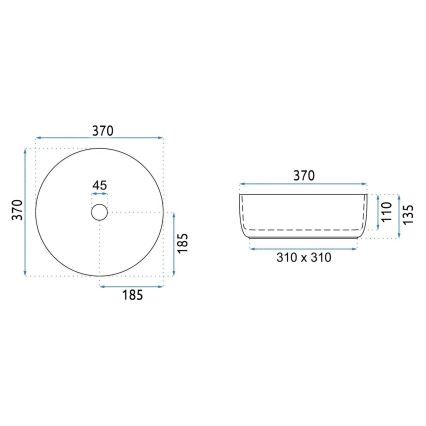 REA-U4566 - Virsmas uzliekama izlietne SAMI diametrs 37 cm keramika/matēta oranža