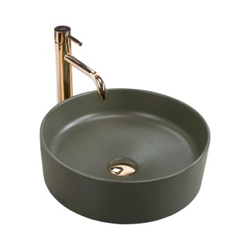 REA-U4567 - Virsmā uzstādāma izlietne SAMI, diametrs 37 cm, keramika/matēta zaļa