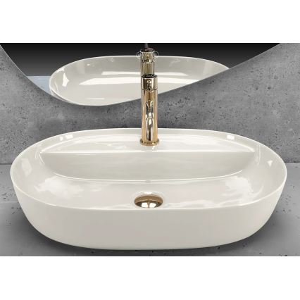 REA-U4589 - AURA virsmas izlietne 41x61 cm, keramika, spīdīga krēmkrāsa