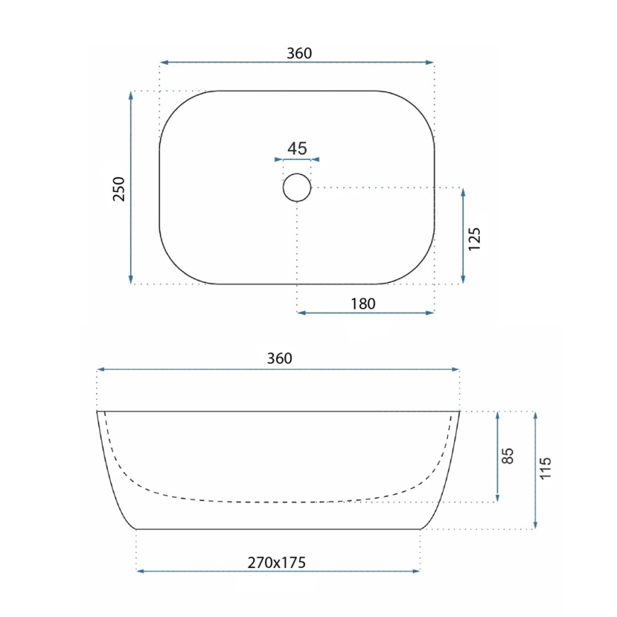 REA-U4700 - Uz virsmas uzstādāma izlietne BELINDA 25x36 cm keramika/bēša/akmens imitācija