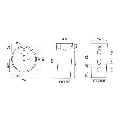 REA-U5635 - Brīvstāvoša izlietne BLANKA 85x40 cm keramika/spīdīgi balta