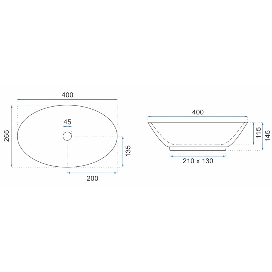 REA-U5804 - Virsmas izlietne PAMELA MINI 26,5x40 cm keramika / spīdīga balta