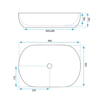 REA-U6022 - Uz virsmas uzstādāma izlietne LISA 35x49 cm keramika/spīdīgi balta