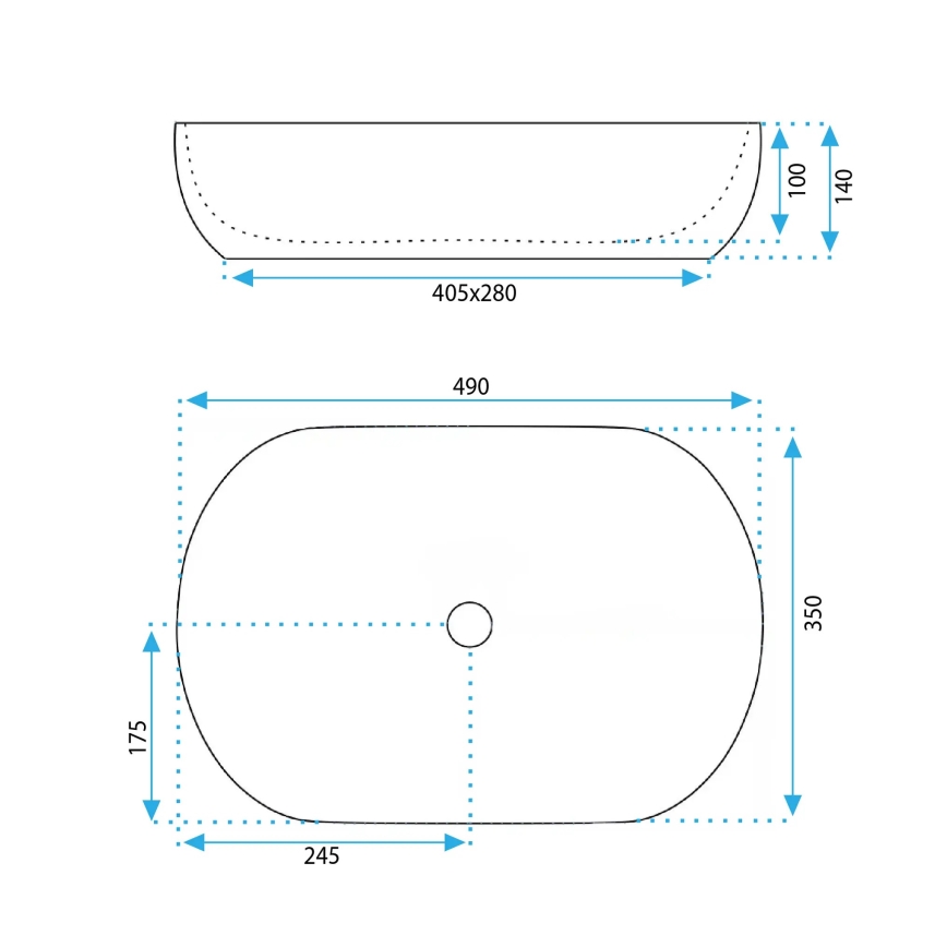 REA-U6022 - Uz virsmas uzstādāma izlietne LISA 35x49 cm keramika/spīdīgi balta