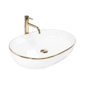 REA-U6211 - CLEO virsmas izlietne 41x60,5 cm keramika/balta/zelta